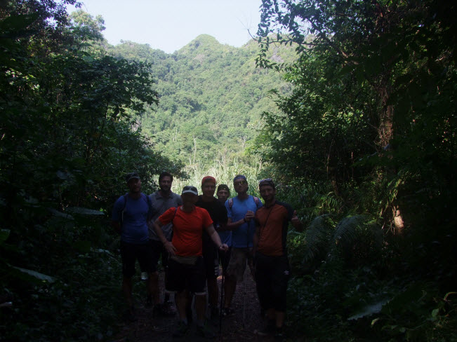 Hiking through jungle